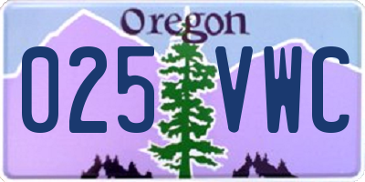 OR license plate 025VWC