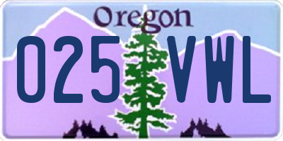 OR license plate 025VWL