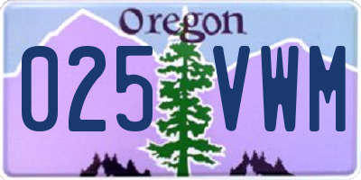 OR license plate 025VWM