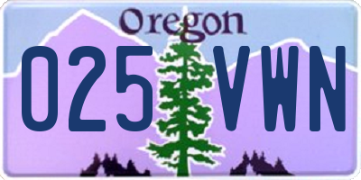OR license plate 025VWN