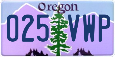 OR license plate 025VWP