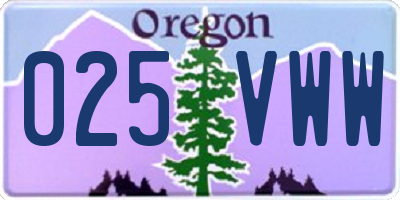OR license plate 025VWW