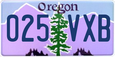 OR license plate 025VXB