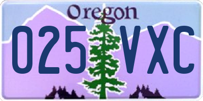 OR license plate 025VXC