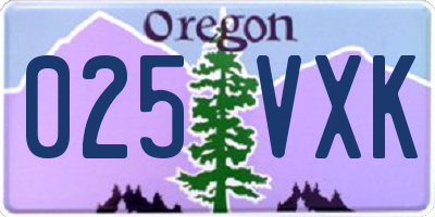 OR license plate 025VXK