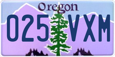 OR license plate 025VXM