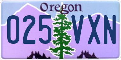OR license plate 025VXN