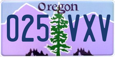 OR license plate 025VXV