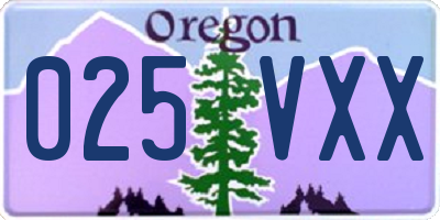 OR license plate 025VXX