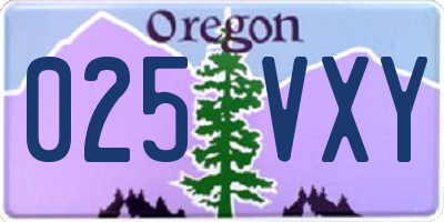 OR license plate 025VXY