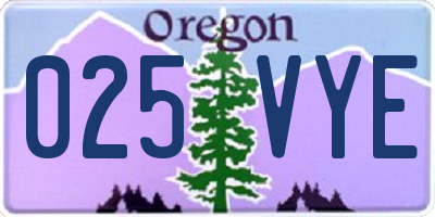 OR license plate 025VYE