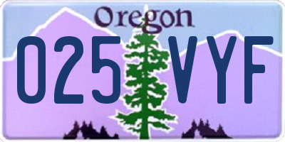 OR license plate 025VYF