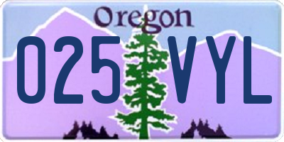 OR license plate 025VYL