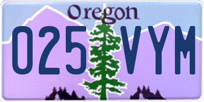 OR license plate 025VYM
