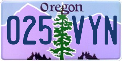 OR license plate 025VYN