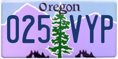 OR license plate 025VYP