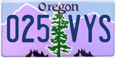 OR license plate 025VYS