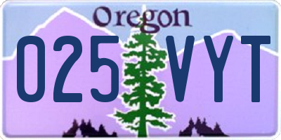 OR license plate 025VYT