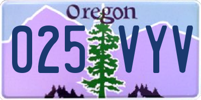 OR license plate 025VYV