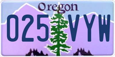 OR license plate 025VYW