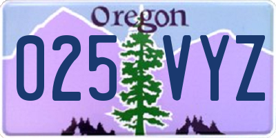 OR license plate 025VYZ