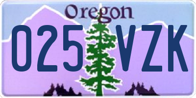 OR license plate 025VZK