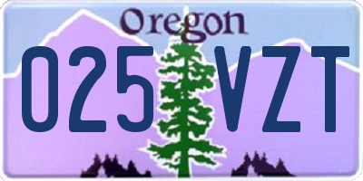 OR license plate 025VZT