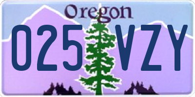 OR license plate 025VZY