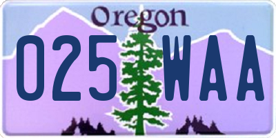 OR license plate 025WAA