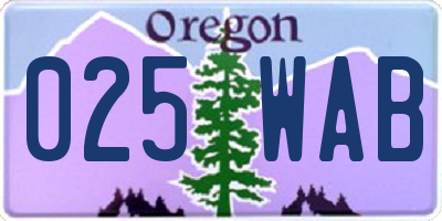 OR license plate 025WAB