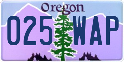 OR license plate 025WAP