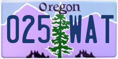 OR license plate 025WAT
