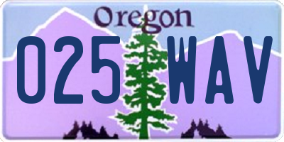 OR license plate 025WAV