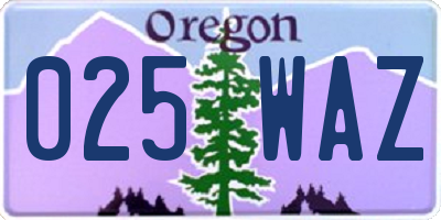 OR license plate 025WAZ