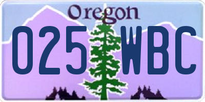 OR license plate 025WBC