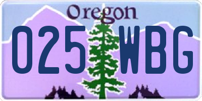 OR license plate 025WBG