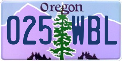 OR license plate 025WBL