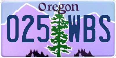 OR license plate 025WBS