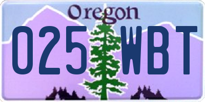 OR license plate 025WBT