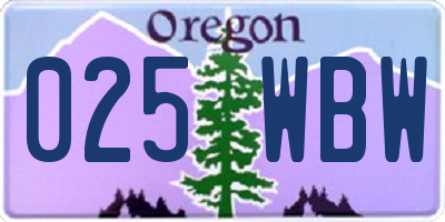 OR license plate 025WBW