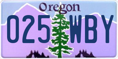 OR license plate 025WBY