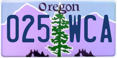 OR license plate 025WCA
