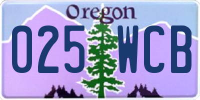 OR license plate 025WCB