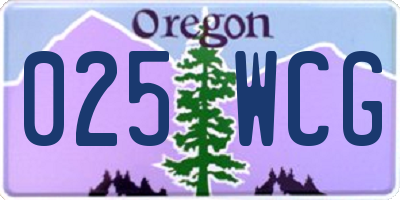 OR license plate 025WCG