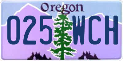 OR license plate 025WCH