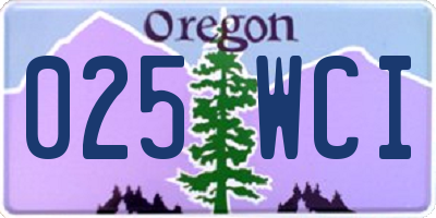 OR license plate 025WCI