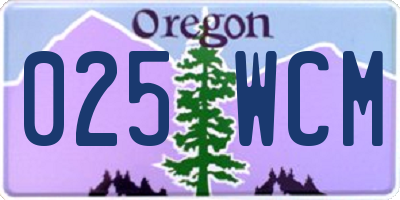 OR license plate 025WCM
