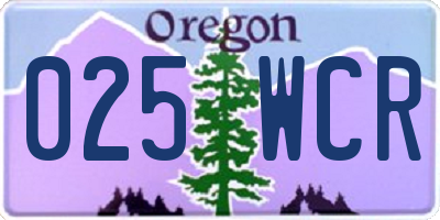 OR license plate 025WCR