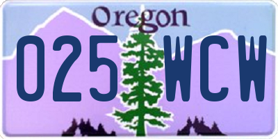 OR license plate 025WCW