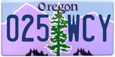 OR license plate 025WCY